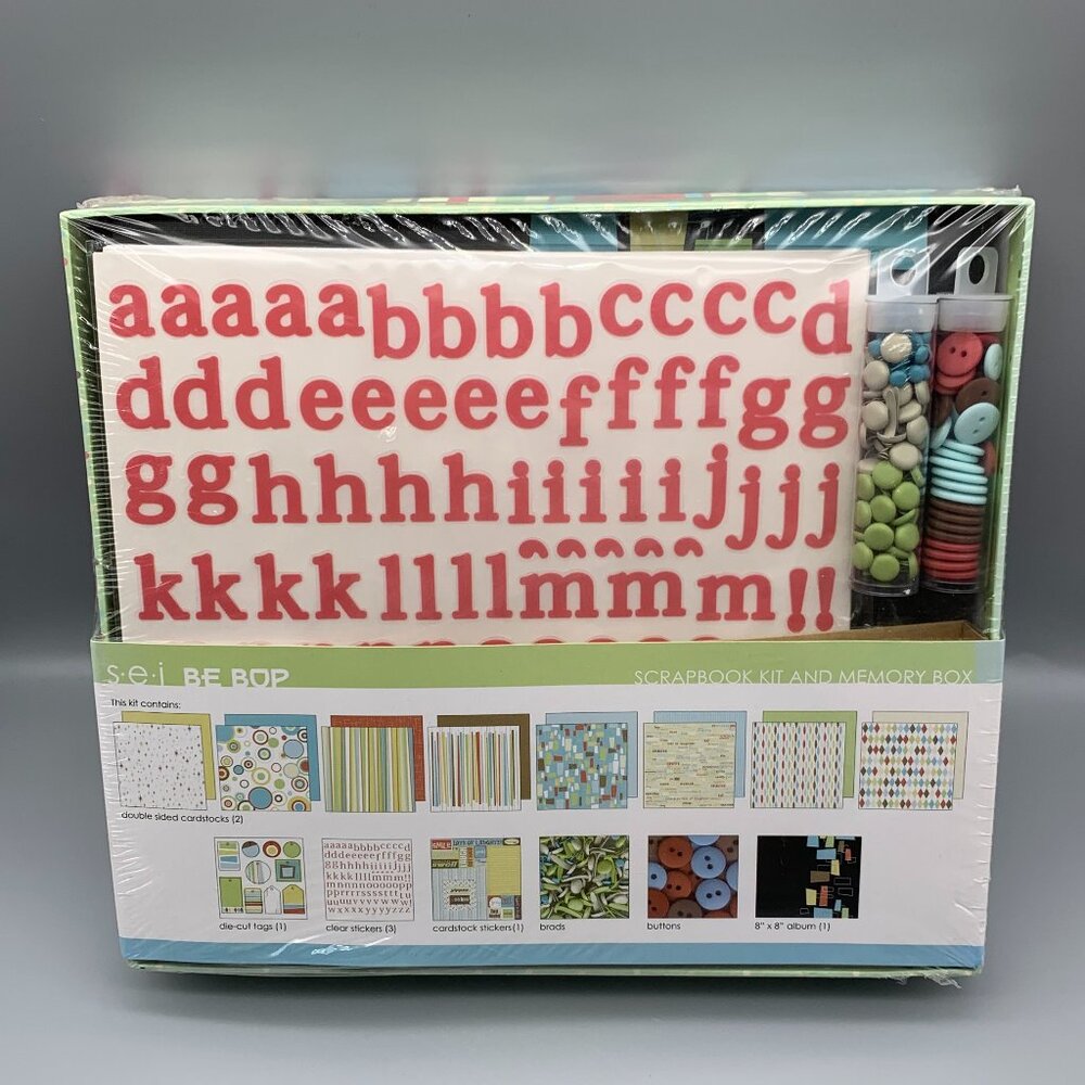 New in Box s.e.i. "BE BOP" Scrapbook Kit and Memory Box Set